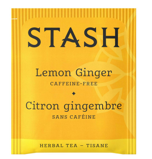 Stash Tea Lemon Ginger Herbal Tea - Naturally Caffeine Free, Non-GMO Project Verified Premium Tea with No Artificial Ingredients, 20 Count